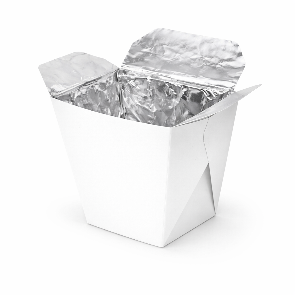 Aluminium Foil Noodle Box Laminated White Kraft Paper 250ml