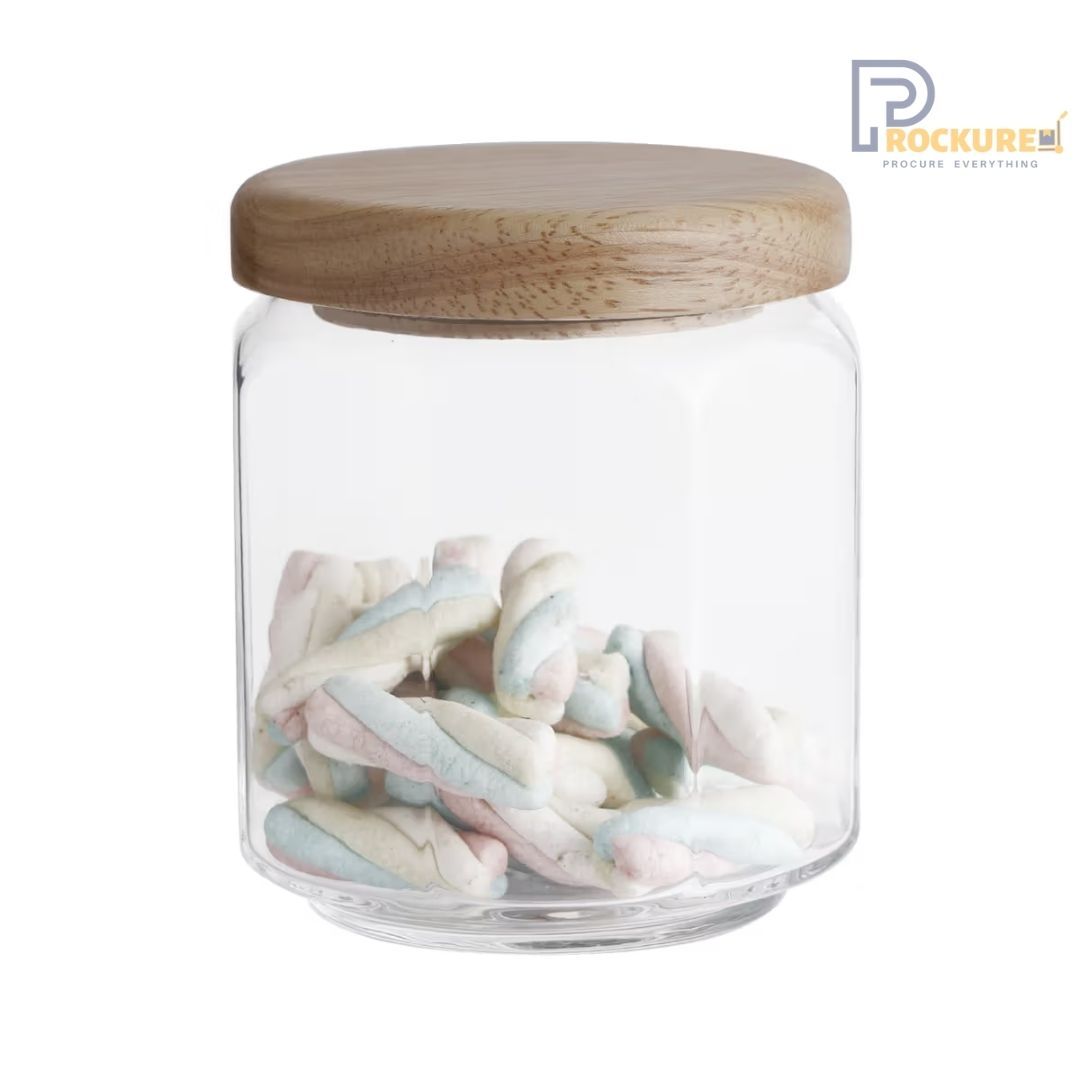 Ocean Tulip Jar with Wooden Lid - 510 ml Storage for Kitchen & Dining (Carton of 6)