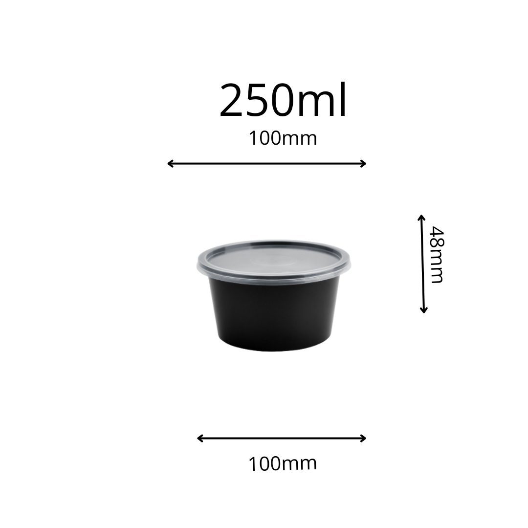 Damati Round Plastic Container with Lid | 250 ml (8 Oz)