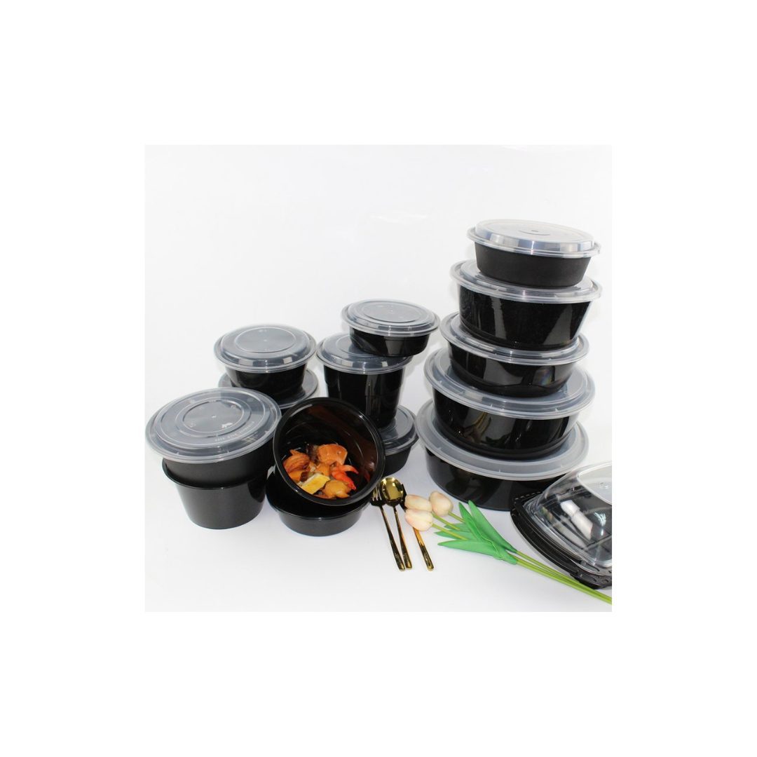 Damati Round Plastic Container with Lid | 250 ml (8 Oz)