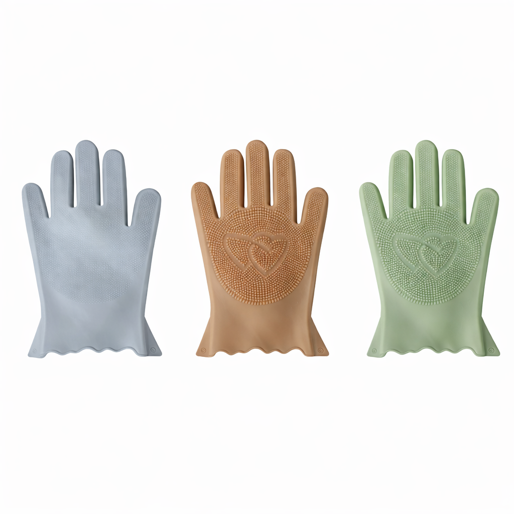 Silicone Cleaning Hand Gloves - Small Grey