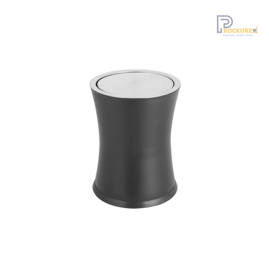 JVD Swivel Dustbin (Black) – Compact 8L Swing-Top Bin for Bathrooms & Cabins