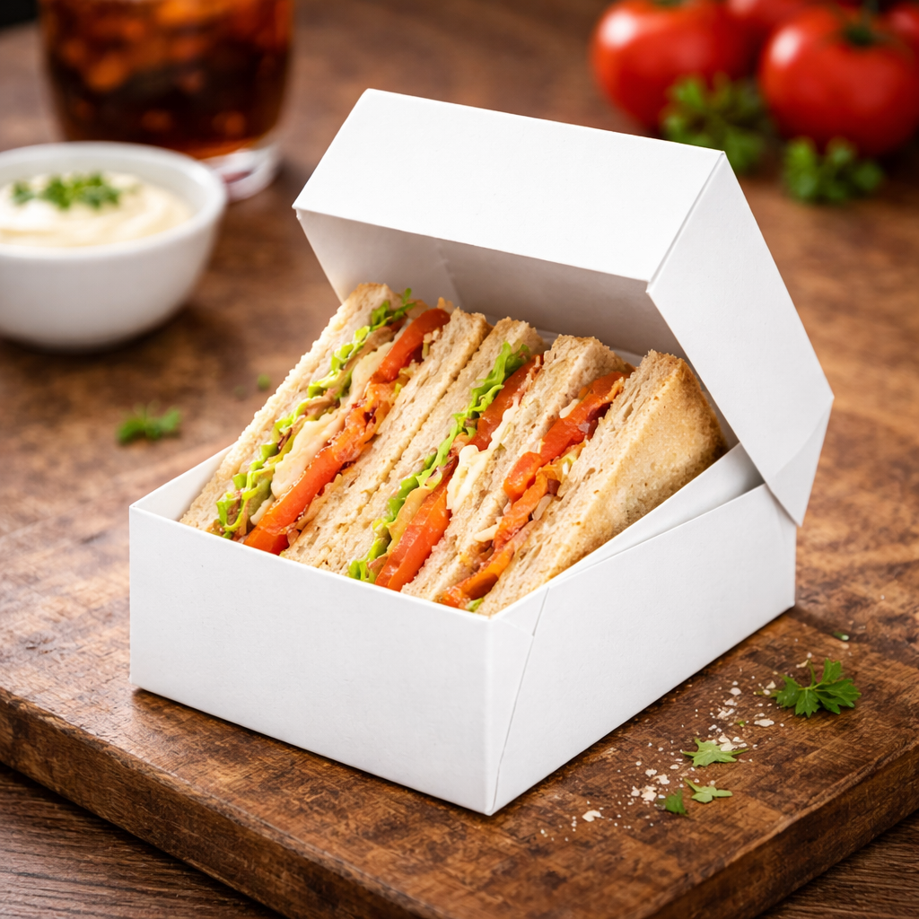 Small Grill Sandwich Box White Virgin Kraft Paper