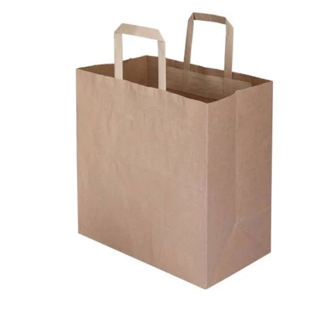 Kraft Brown Square Bottom Handle Paper Bag|24 x 14 x 25cm|80 GSM