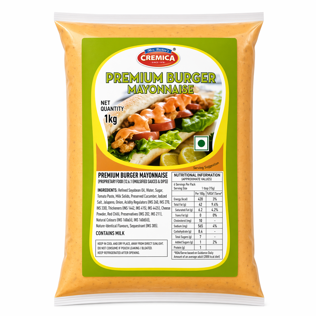 Cremica Premium Burger Mayonnaise 1 Kg