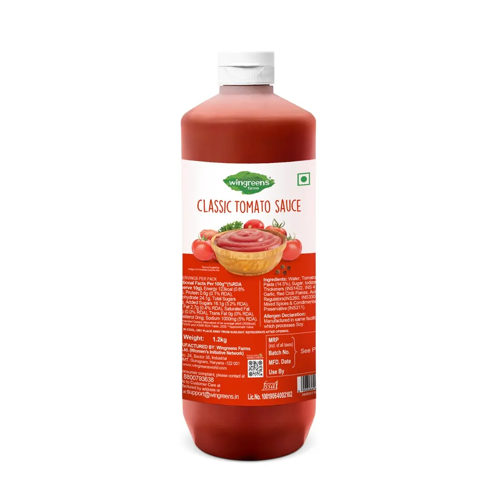 Wingreens Classic Tomato Sauce 1.2 Kg Bottle