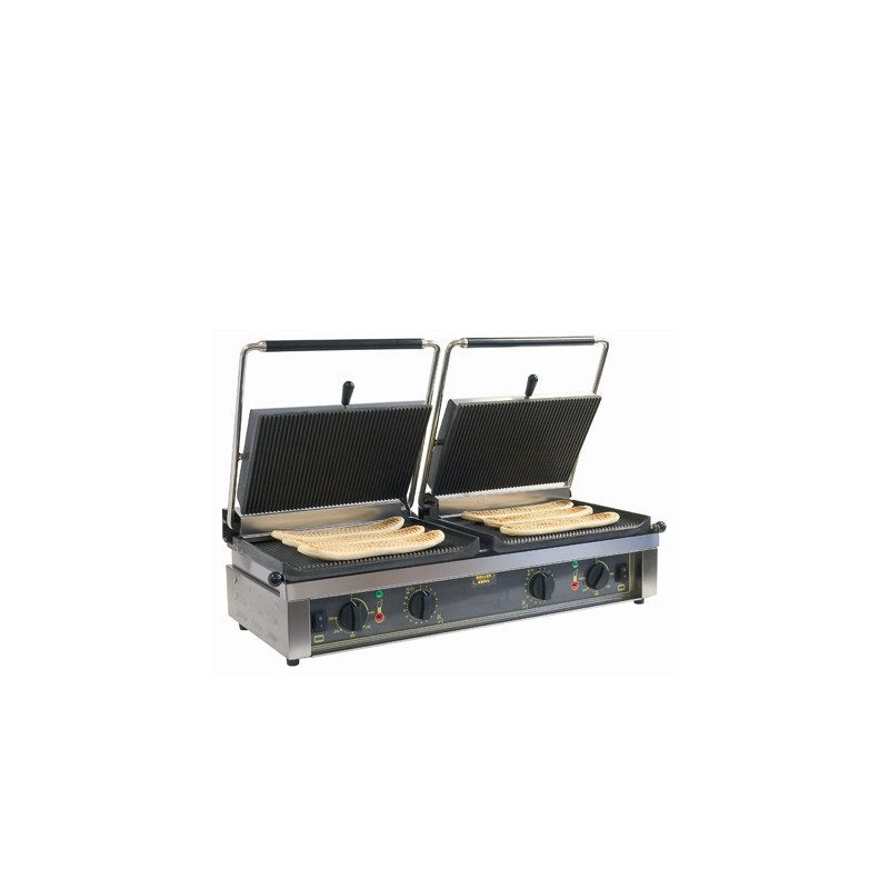Roller Grill DOUBLE PANINI Cast Iron Contact Grill Double Model for Professional Use