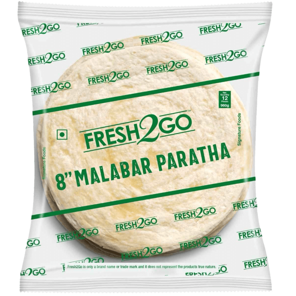 Fresh 2 Go 8 Inch Malabar Paratha Frozen 960 gm Pack of 12