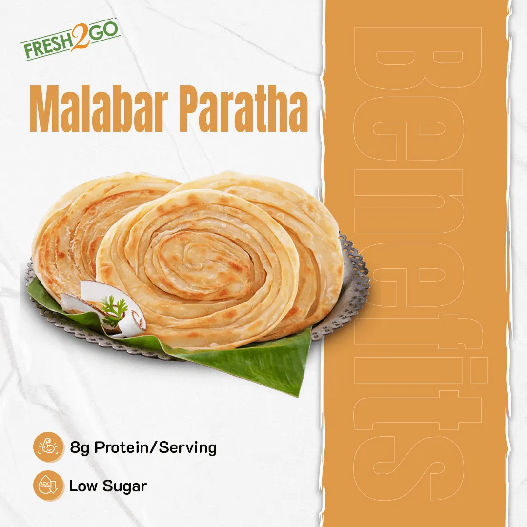 Fresh 2 Go 8 Inch Malabar Paratha Frozen 960 gm Pack of 12 3