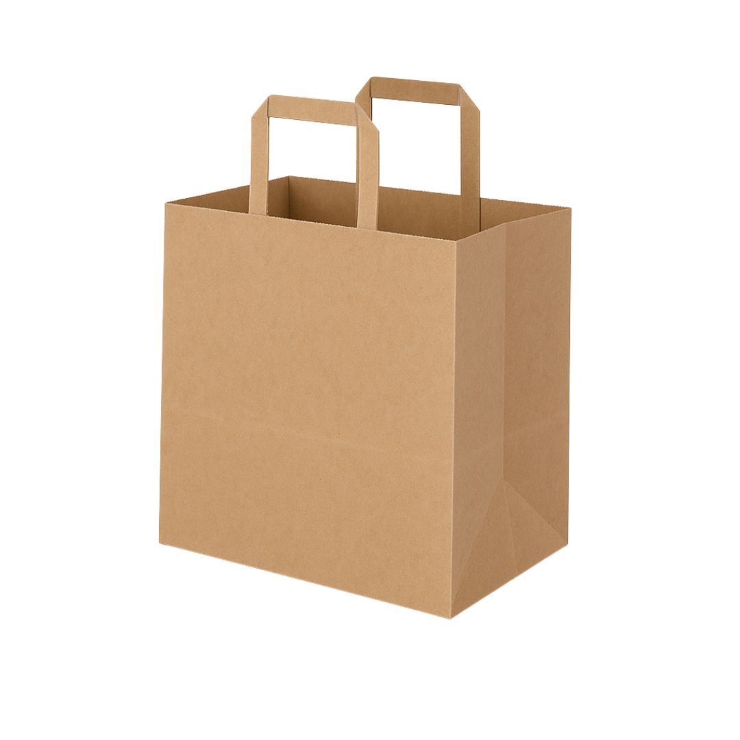 Kraft Brown Square Bottom Handle bag |18 x 12 x 20cm | 80 GSM