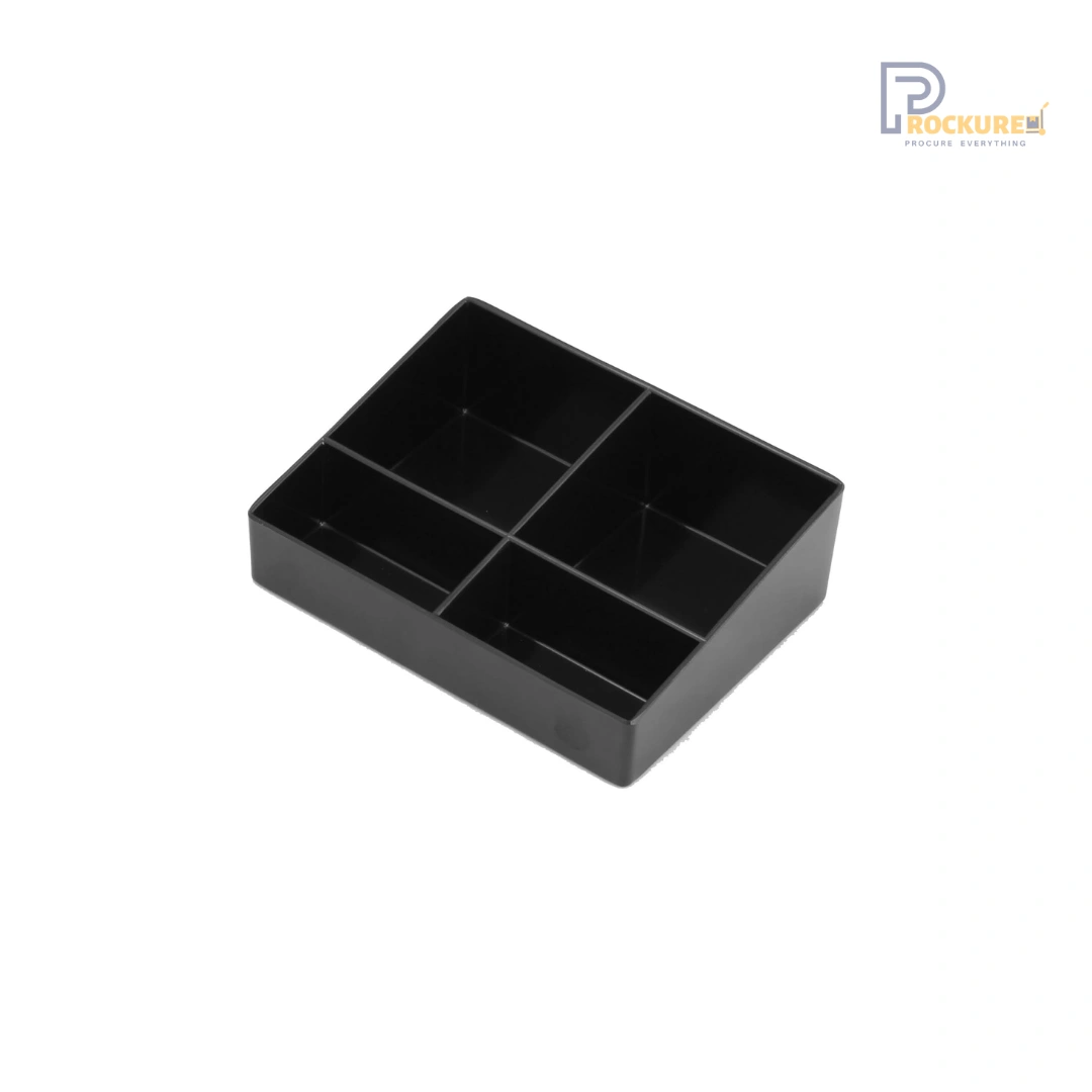 Hotel Sachet Tray – JVD Zen Line II 4-Compartment Black Melamine Tray