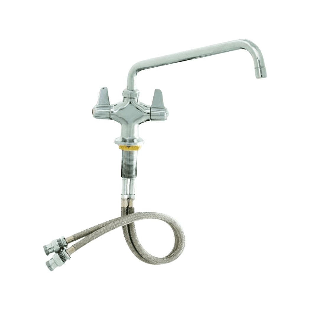 Deck-Mount Single-Hole Faucet with 10" Swing Nozzle | 18" Flexible Hoses | 5F2SLX10