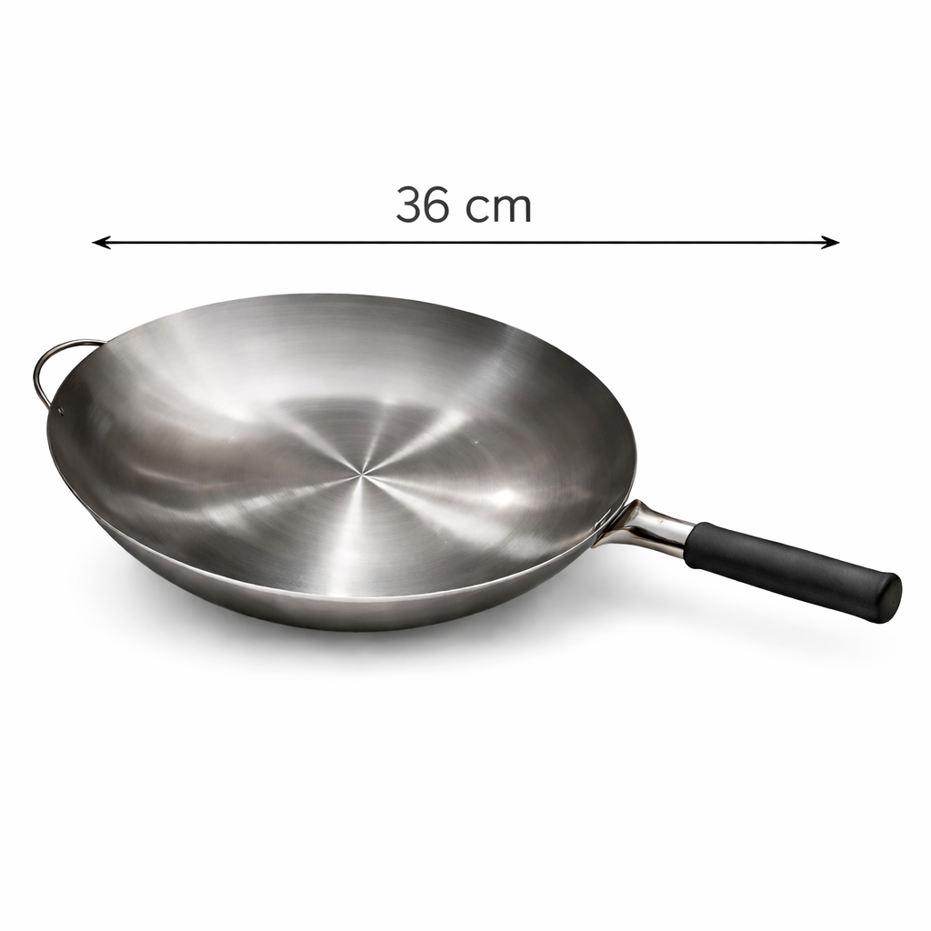 Chinese Wok Rubber Handle Stainless Steel 36cm - WKRBR/36