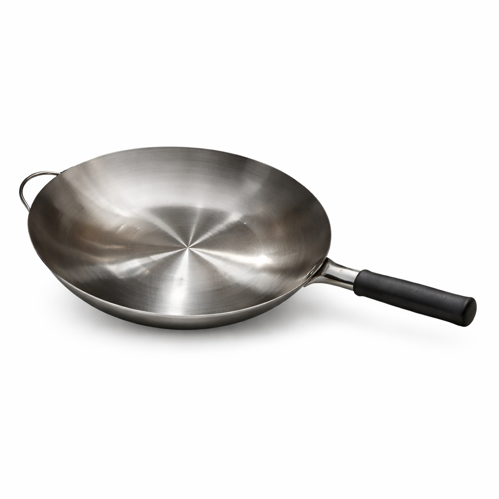 Chinese Wok Rubber Handle Stainless Steel 36cm - WKRBR/36