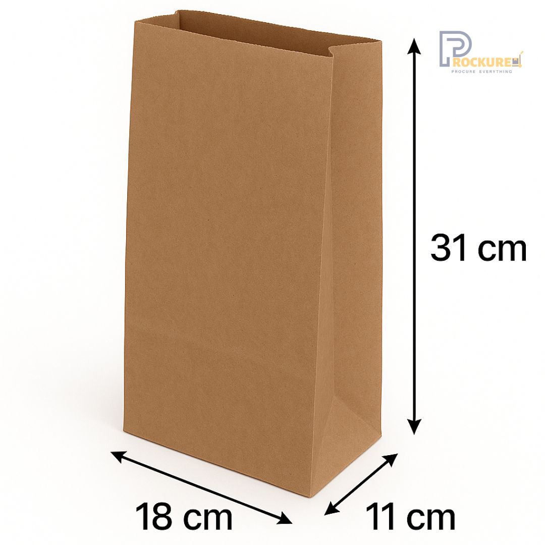 Kraft Brown Square Bottom Paper Bag | 18?11?31.5 cm | 60 GSM