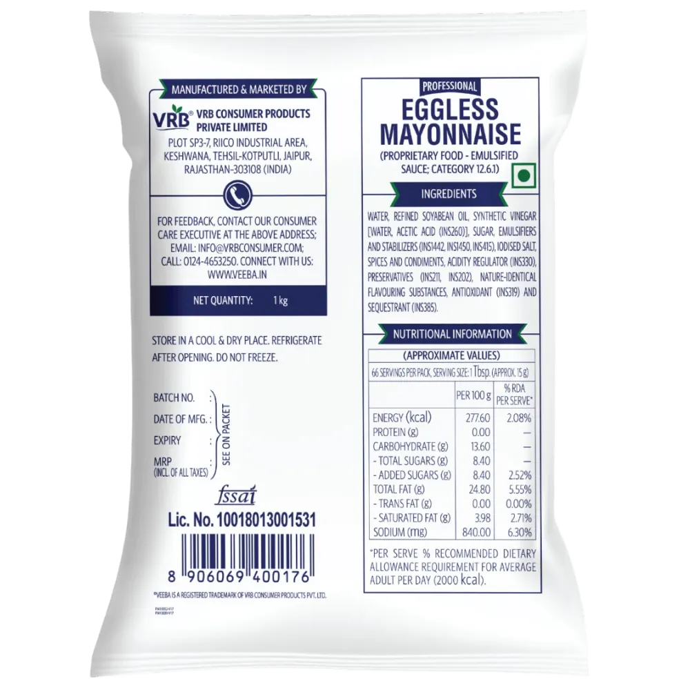 Veeba Eggless Mayonnaise Professional 1 Kg 3