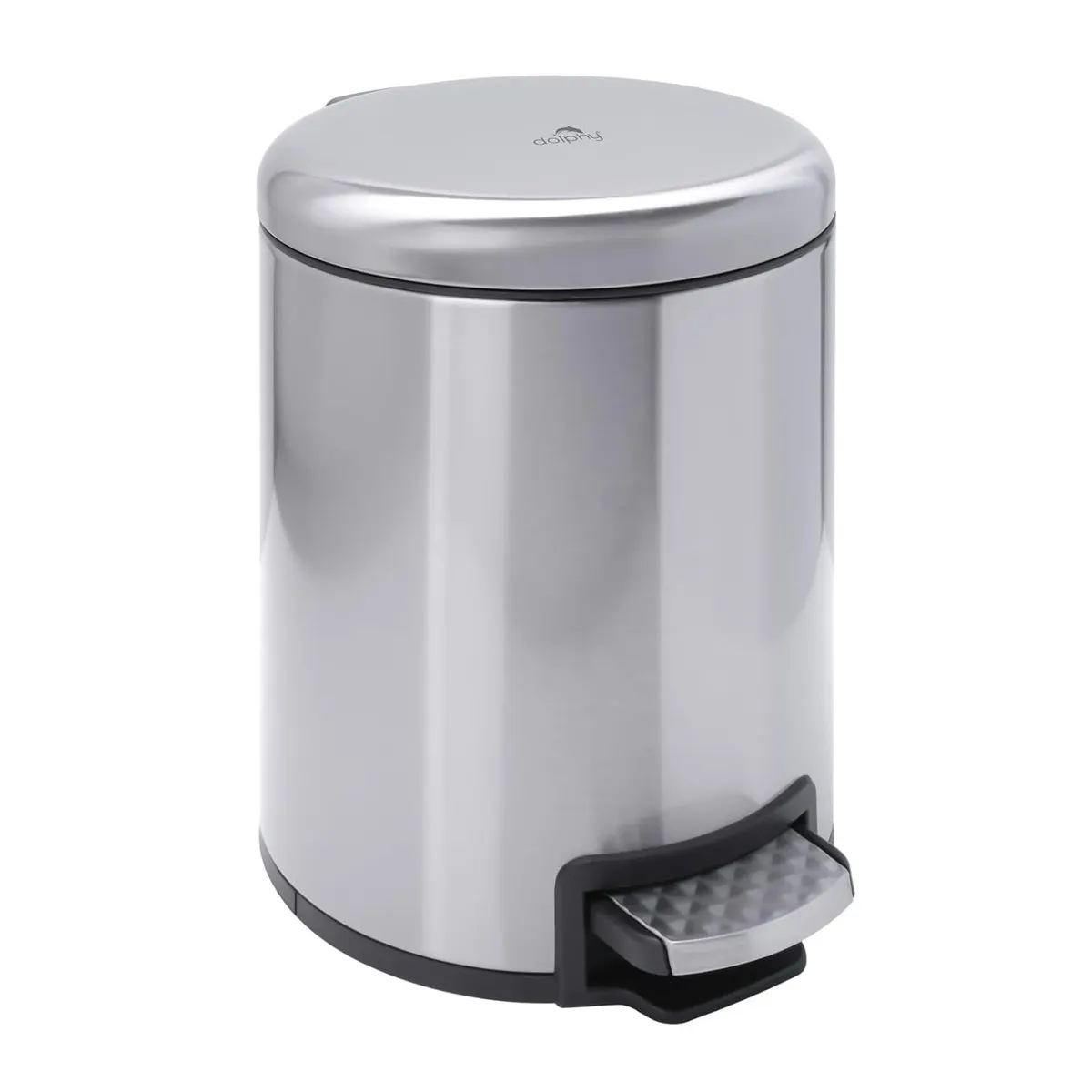 Dolphy Stainless Steel Round Pedal Bin 5 Litre Silver DWBN0018