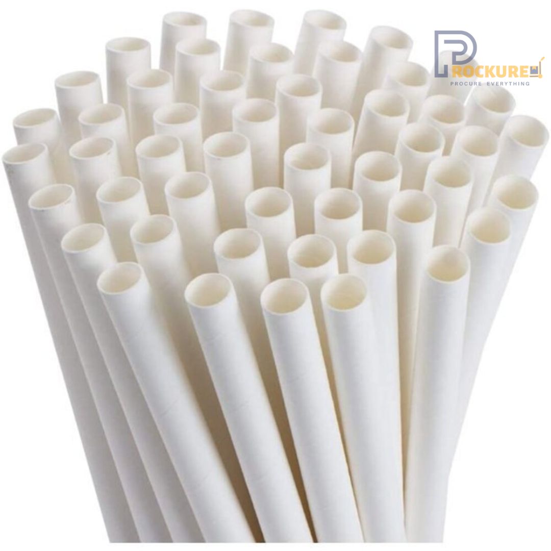 5mm White Paper Straws | 330 GSM