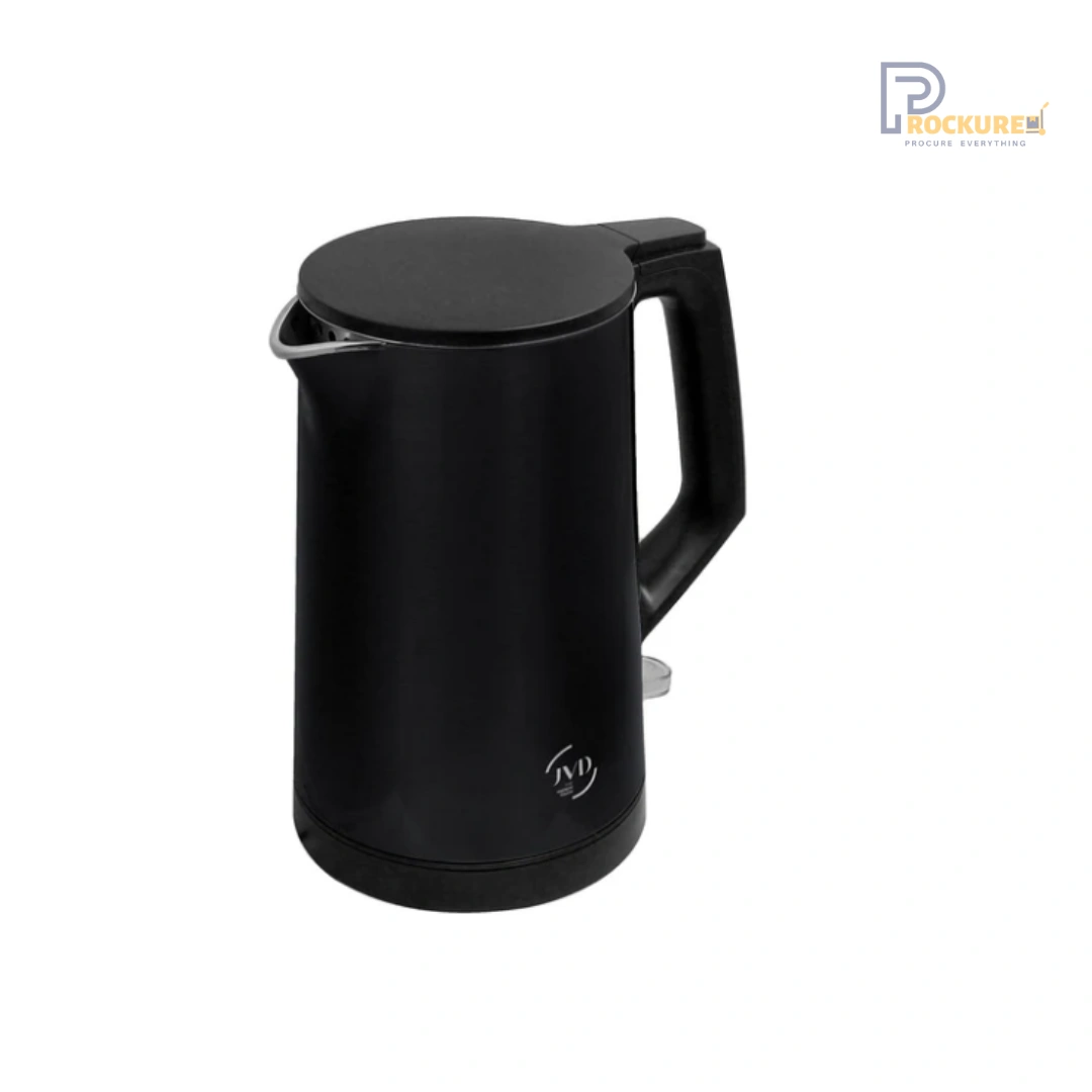 JVD Glitze Kettle – 1.0L Matt Black, 1360W Double-Wall Steel Housing
