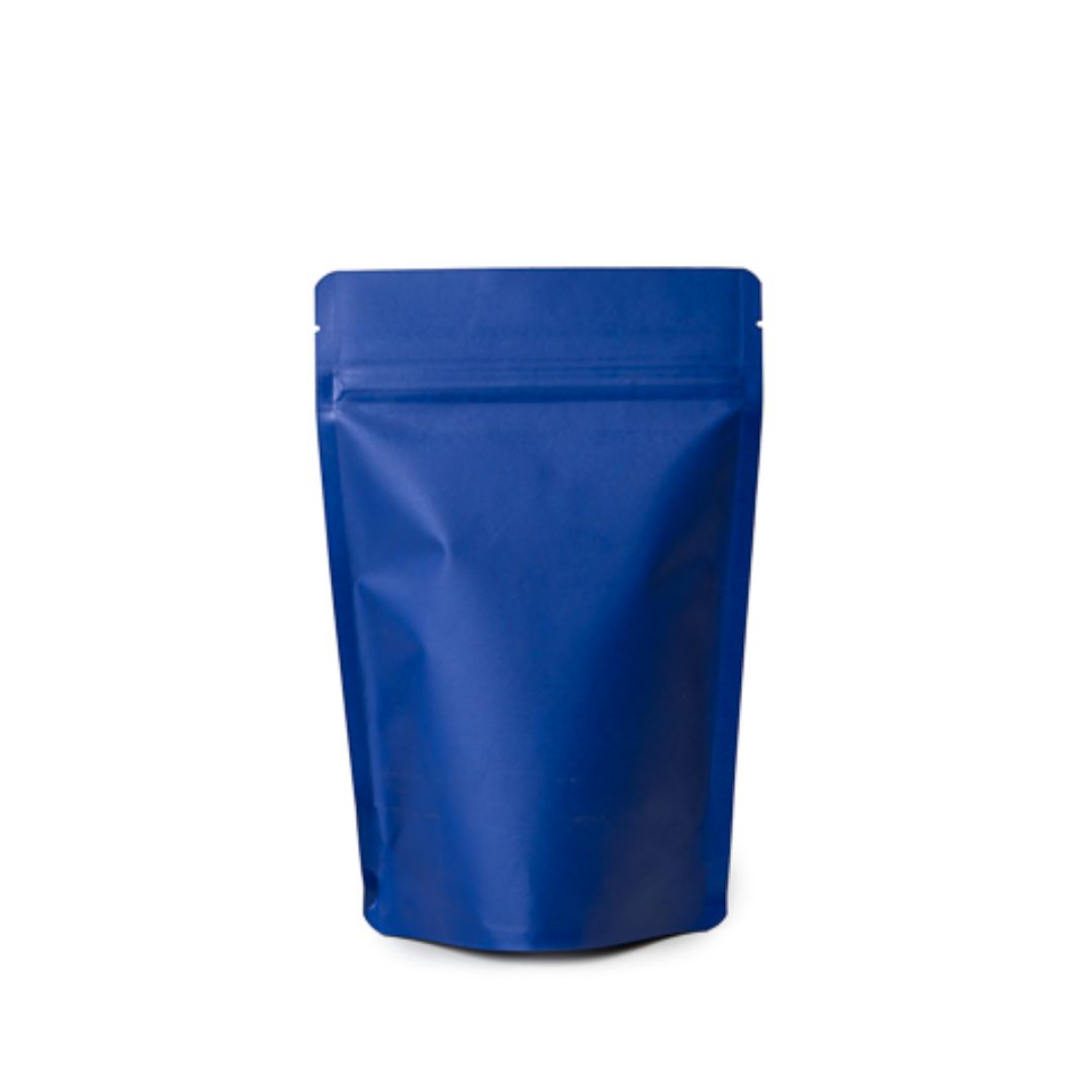 Blue Stand Up Zipper Pouch with Window | 6 x 9 in | 250-500 g