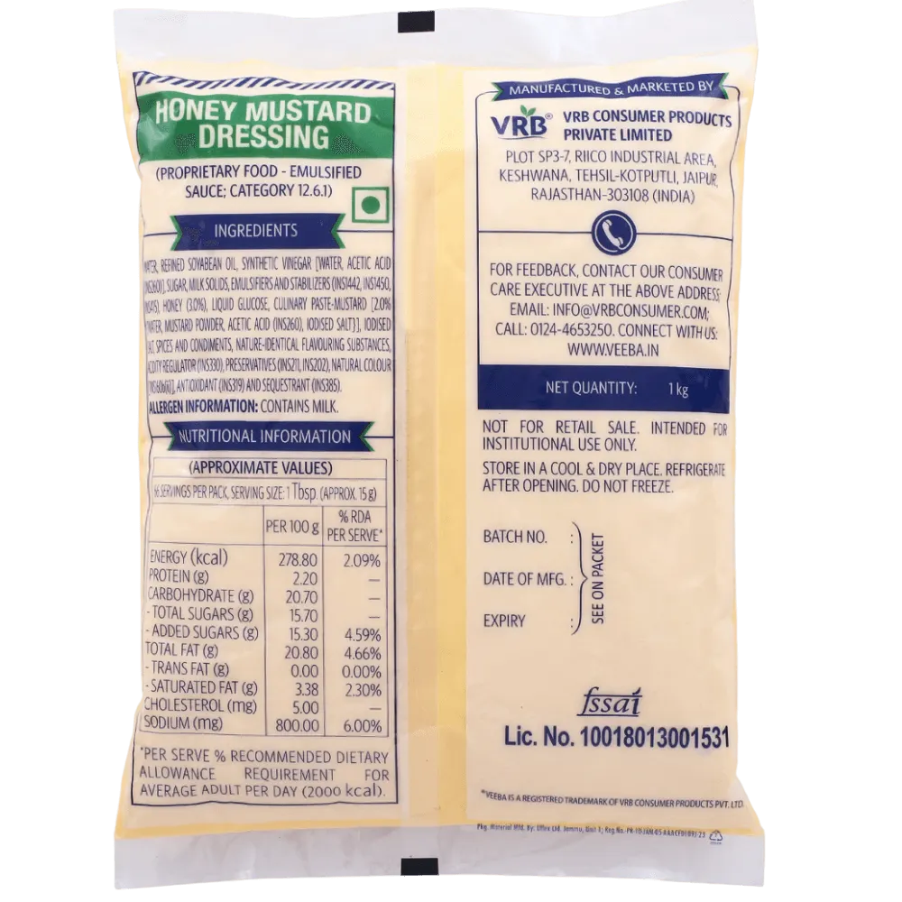 Veeba Honey Mustard Dressing 1 Kg 2