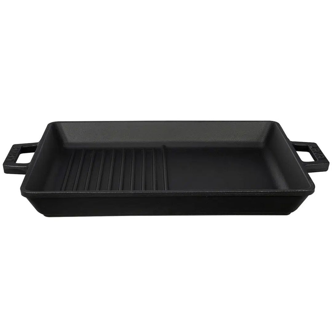 Lava Cast Iron Shallow Pan 26 × 32 cm - Duo Grill Pan Rectangular 3