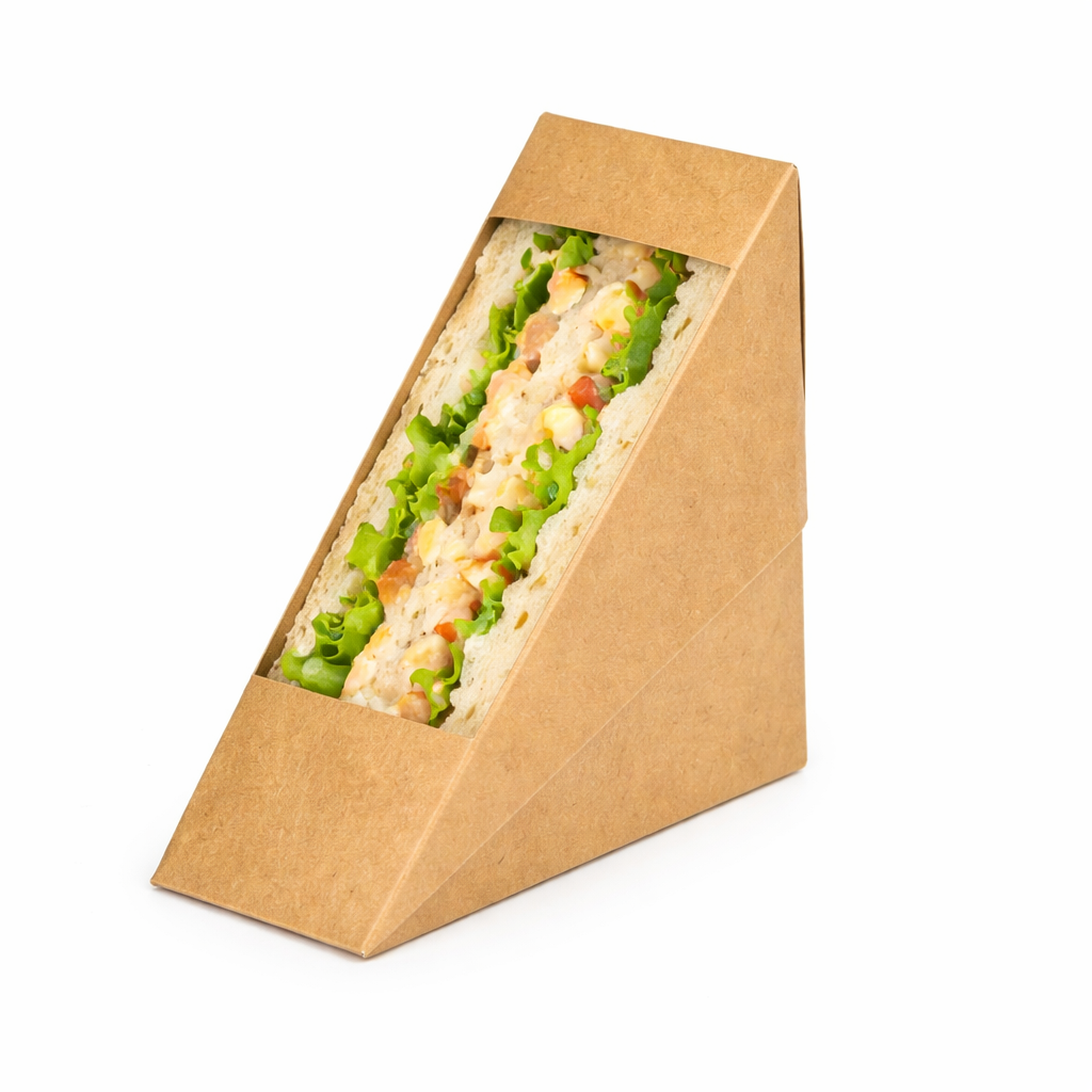 Small Sandwich Box With Window Brown Virgin Kraft Paper