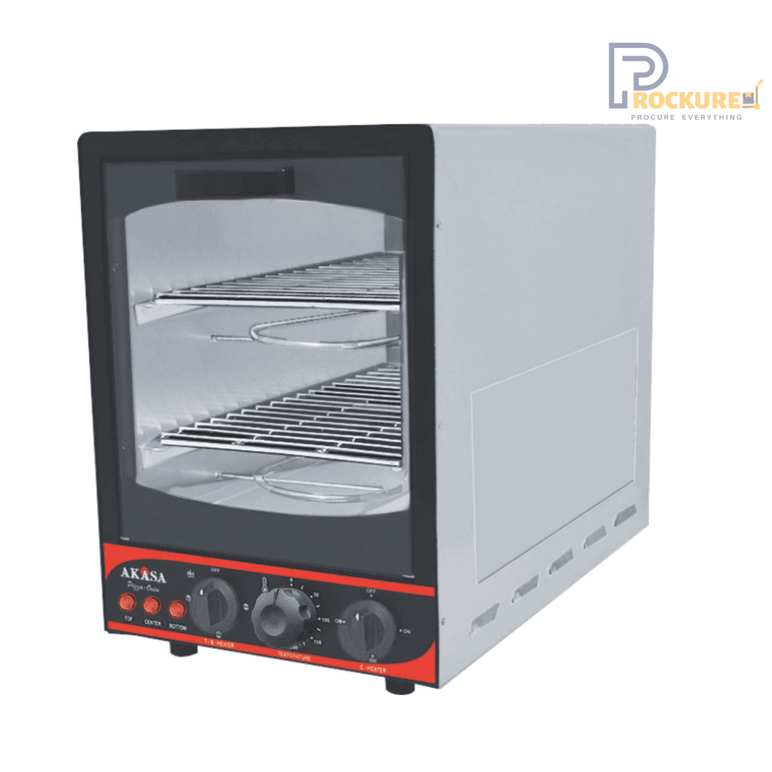 AKASA PO 408 SS Electric Single-Deck Pizza Oven – 2400W, Stainless Steel, CE Certified