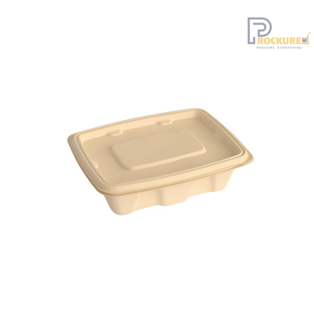 Rectangle Bagasse Container With Lid | 750 ml