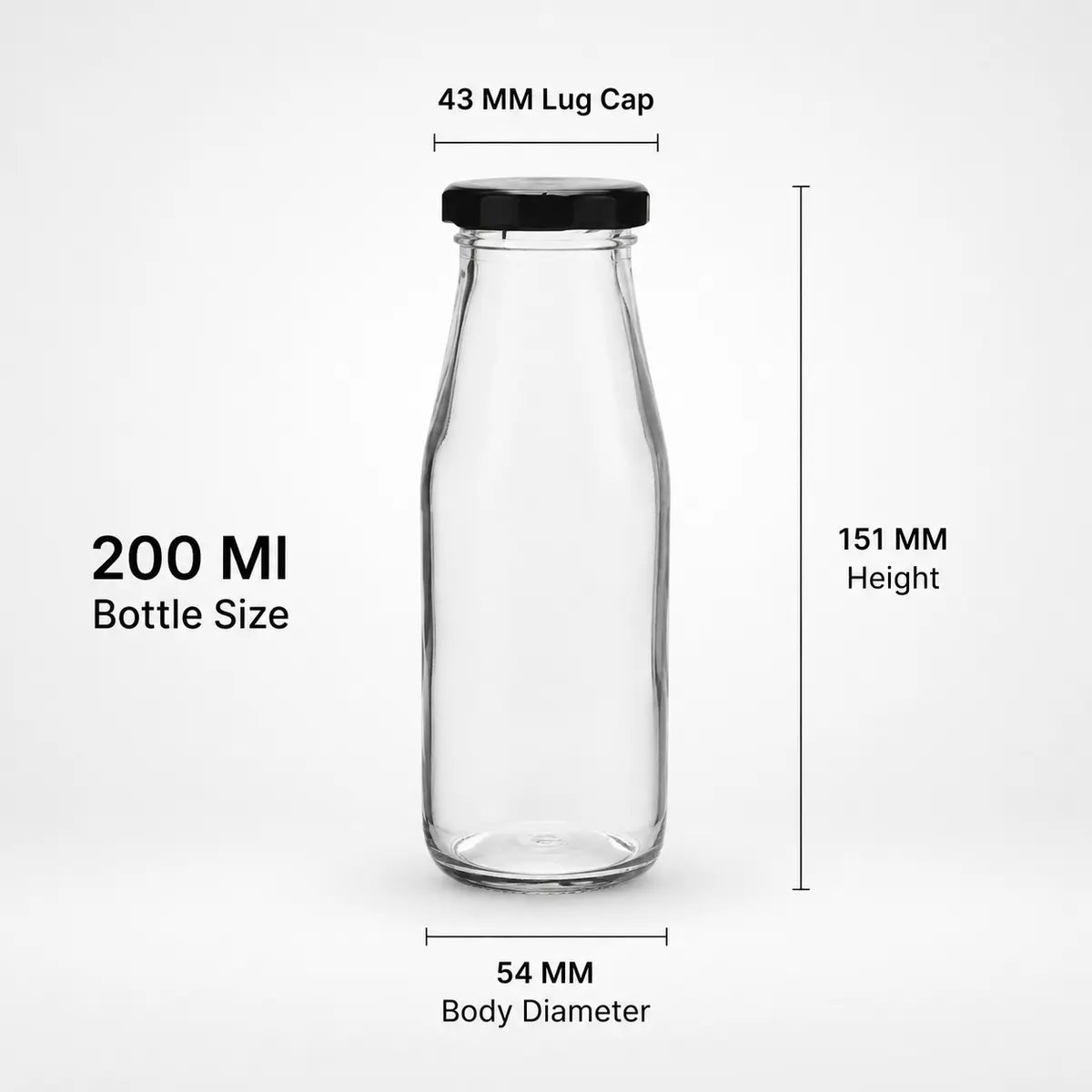 Lug Milk Glass Bottle 43 mm Lug Cap | 200 ml, 300 ml 2