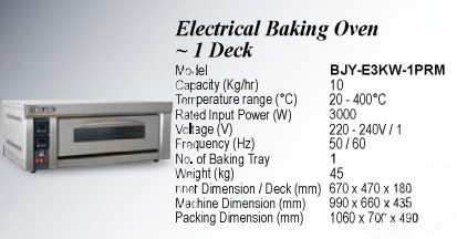 Berjaya 1 Deck 1 Tray Electric Baking Oven with Digital Temperature Control (30°C – 400°C) | BJY-E3KW-1PRM