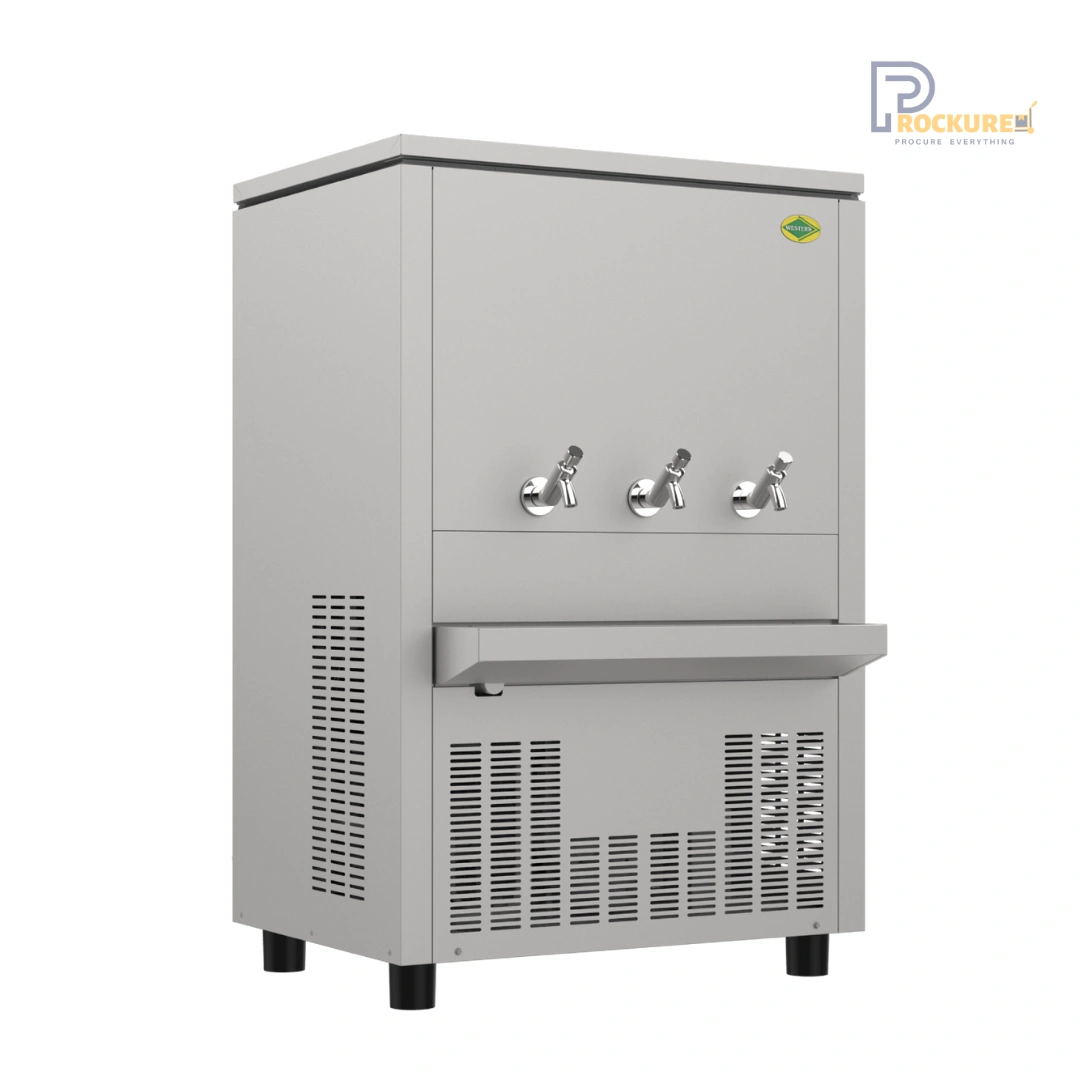 Western SWC150150 Water Cooler - 3 Tap, 150L Storage, 150 Ltr/Hr Cooling, SS 304 Exterior