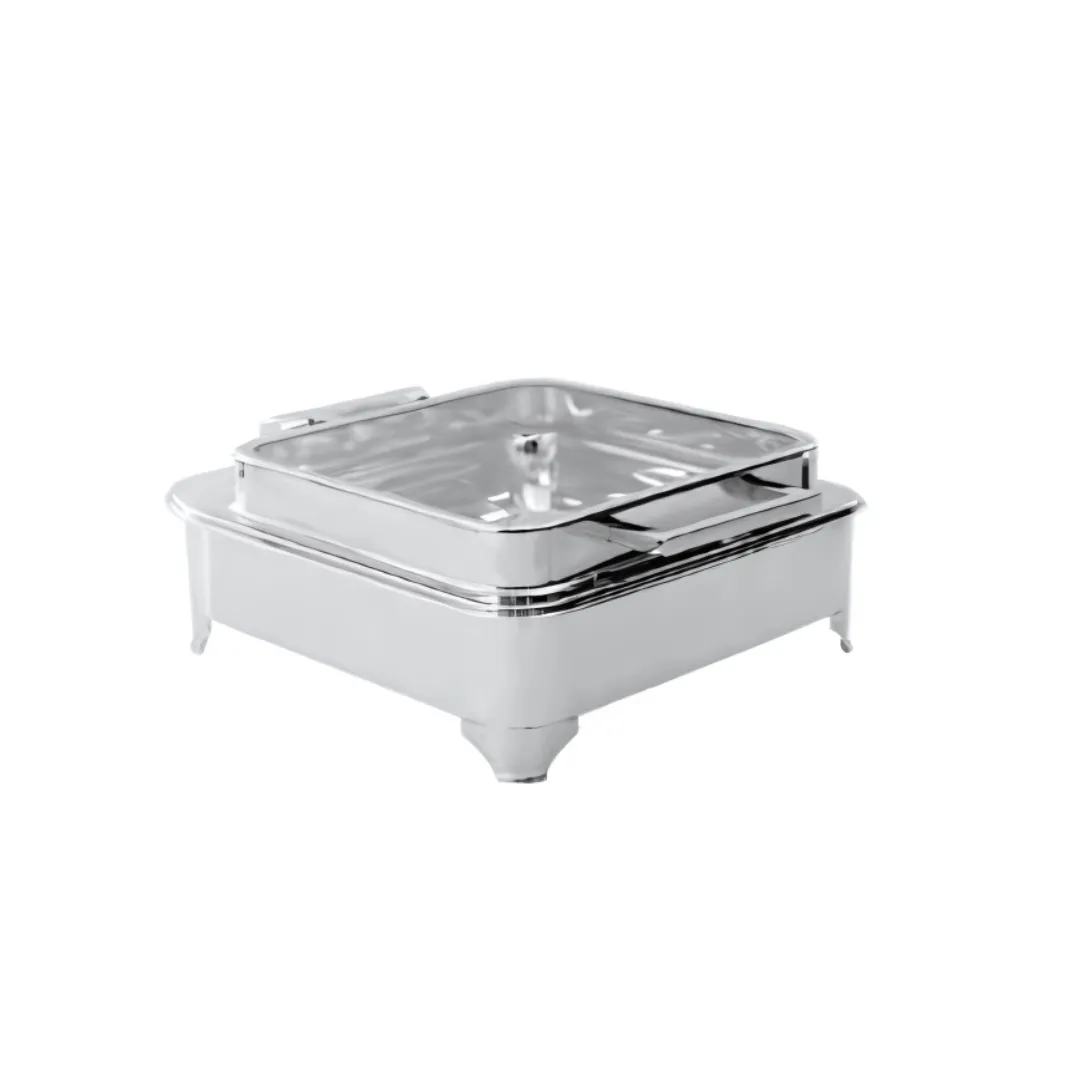 Imperia Stainless Steel Square Full Glass Chafing Dish with E Frame – 7 Litre
