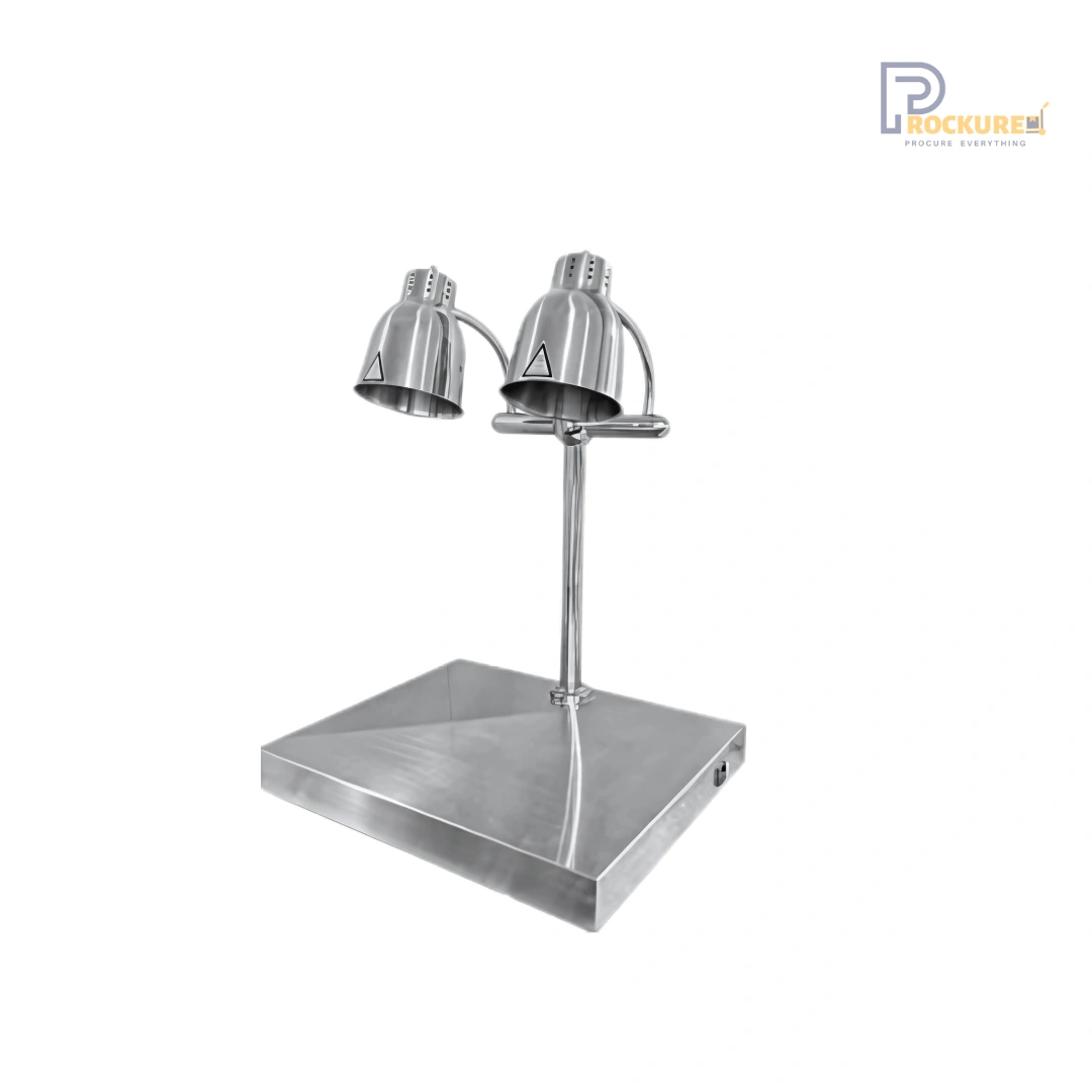 Imported 2 Head Lamp SS - 1100W Dual-Head Electric Food Heating Lamp, Stainless Steel