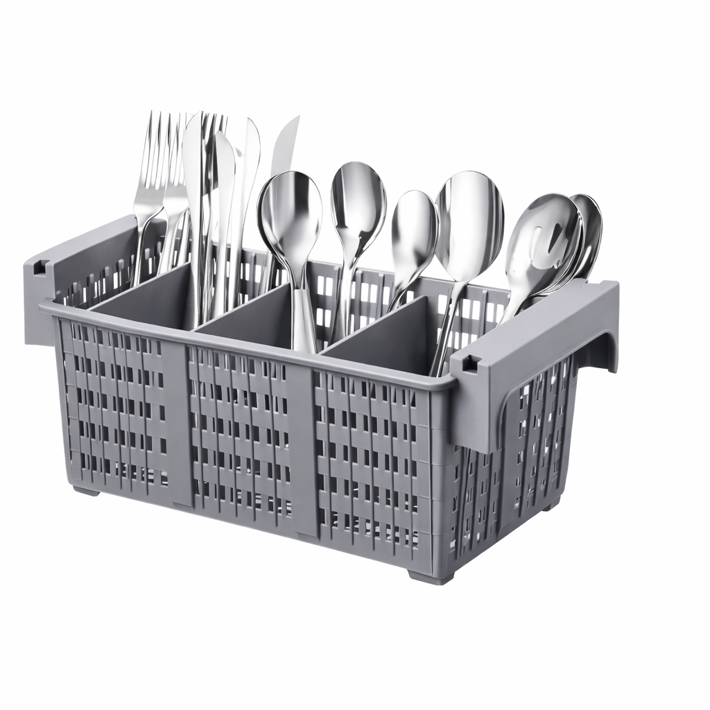 Cutlery Washing Basket CTWAB-89, Grey 4 Section Heavy Duty Plastic, Stackable Dishwasher Safe 2