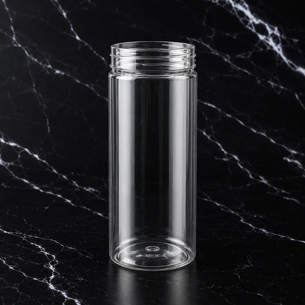 Transparent PET Jar with Acrylic Lid 63mm Diameter and 350ml Capacity for Food Packaging & Storage