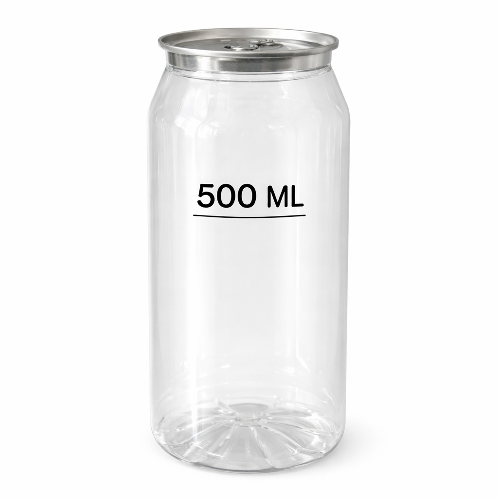 Pet Sealing Beverage Cans PSBCAN500 - 53mm PET Beverage Can with Easy Open Lid 500ml