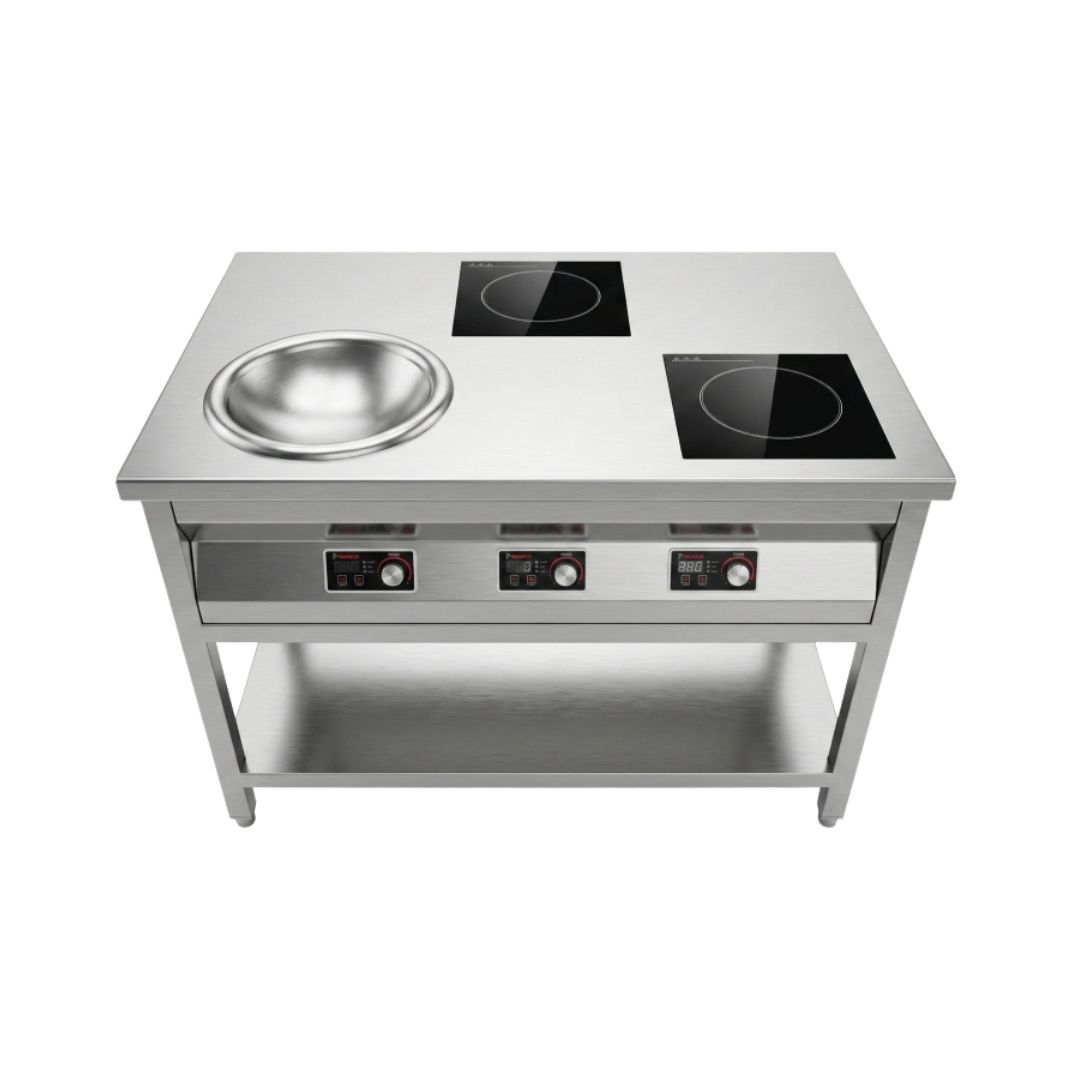 Drop-In Induction Operated Table with Control Panel | 60 x 38 x 34 inches, Stainless Steel