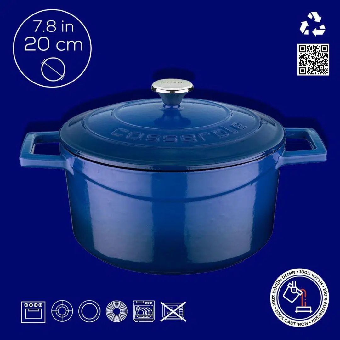Lava Cast Iron Casserole 20 cm - Round Casserole