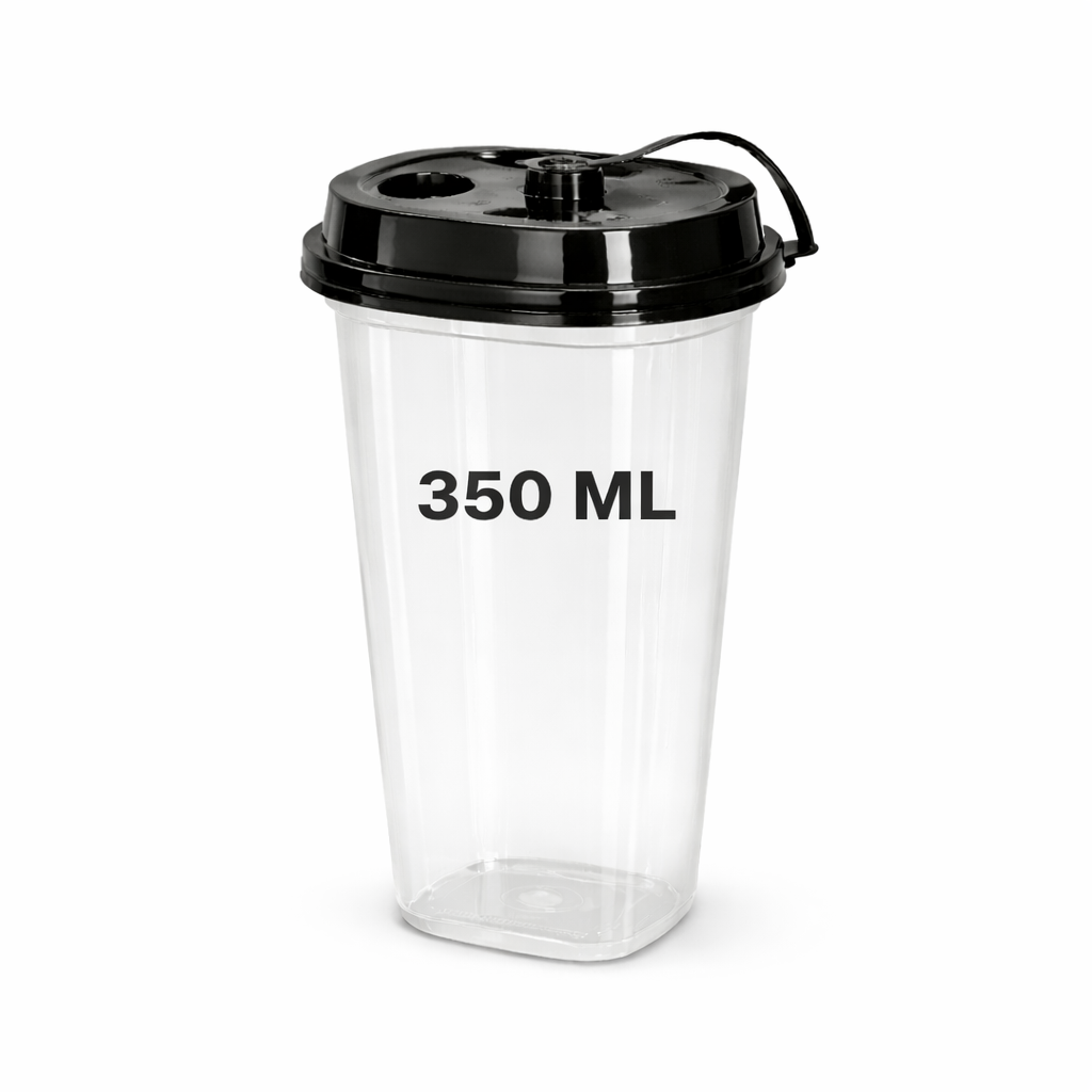 Reusable Square Sipper Glass with Lid | Food-Grade, Leak-Resistant, Disposable Beverage Cups | 350ml & 500ml