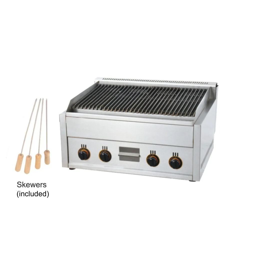 Lava Rock Barbeque Grill Gas Operated Table Top Stainless Steel