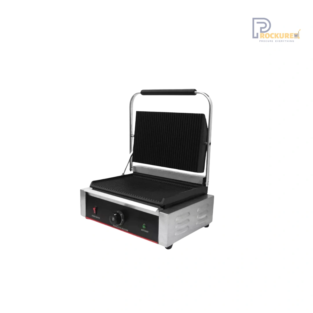 Prockured Basics 811E Jumbo Contact Grill Ribbed Plates 2.2kW