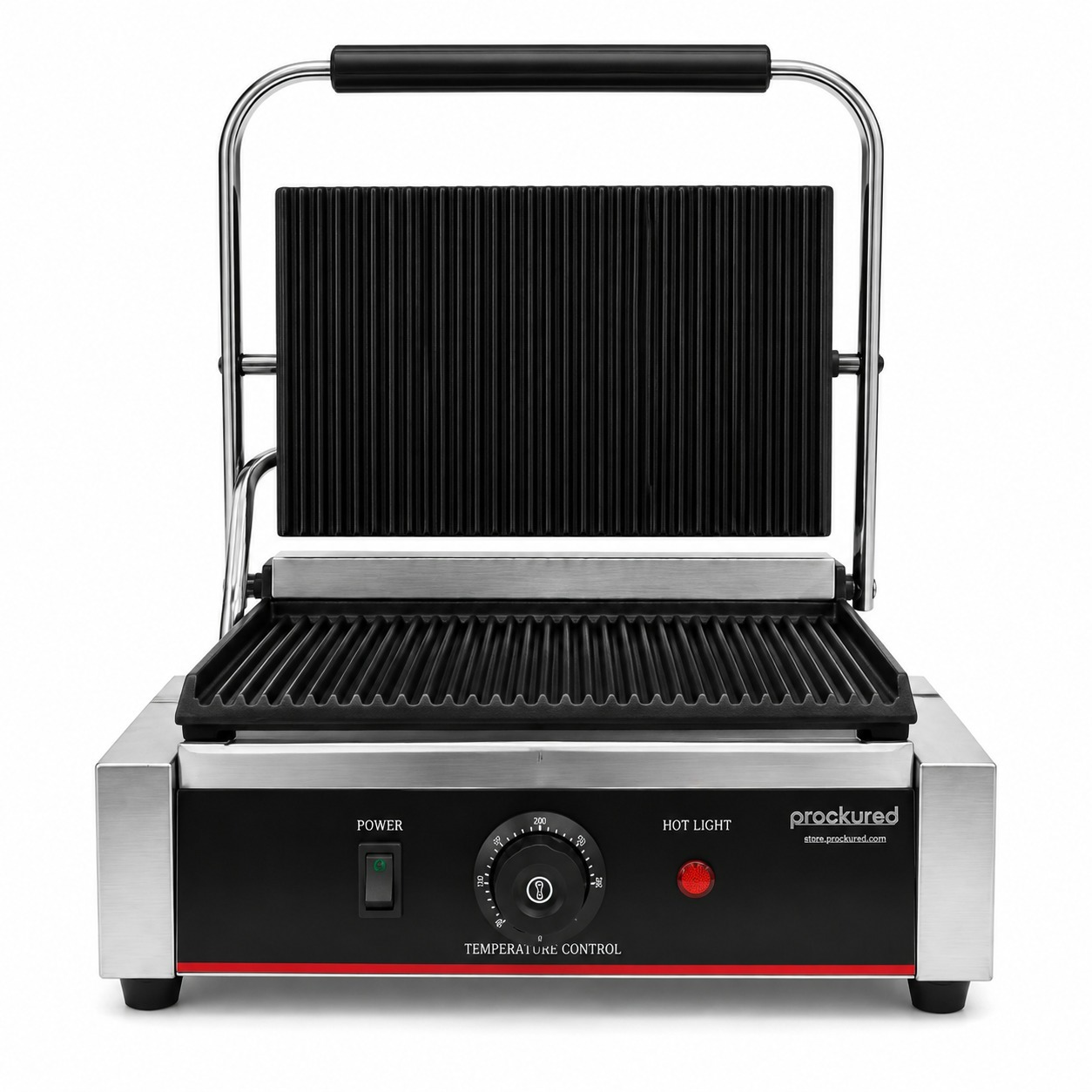 Prockured Basics 811E Jumbo Contact Grill Ribbed Plates 2.2kW