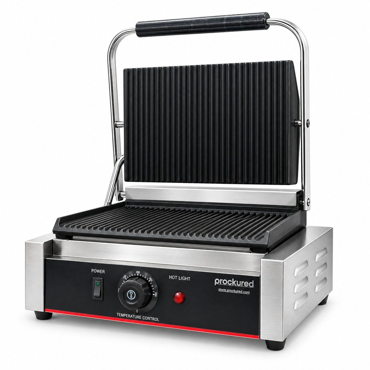 Prockured Basics 811E Jumbo Contact Grill Ribbed Plates 2.2kW 2