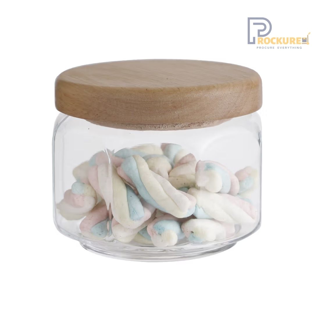 Ocean Tulip Jar with Wooden Lid | 350 ml | 6 pc Carton - Perfect for Condiments & Storage