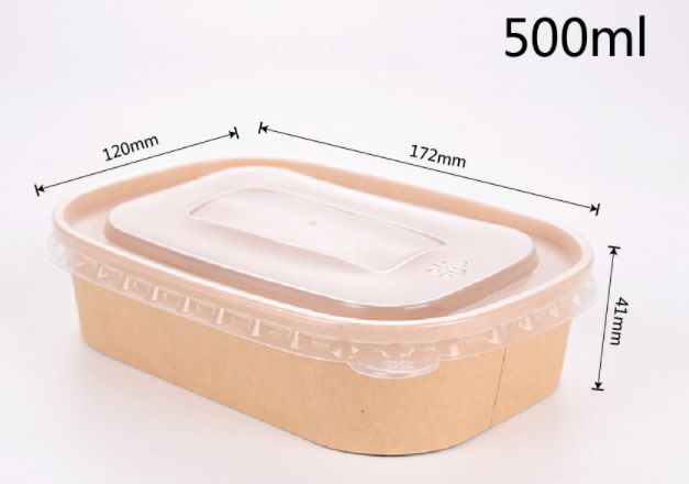 Rectangle Kraft Paper Takeaway Container with Clear PP Lid (RKPTC)