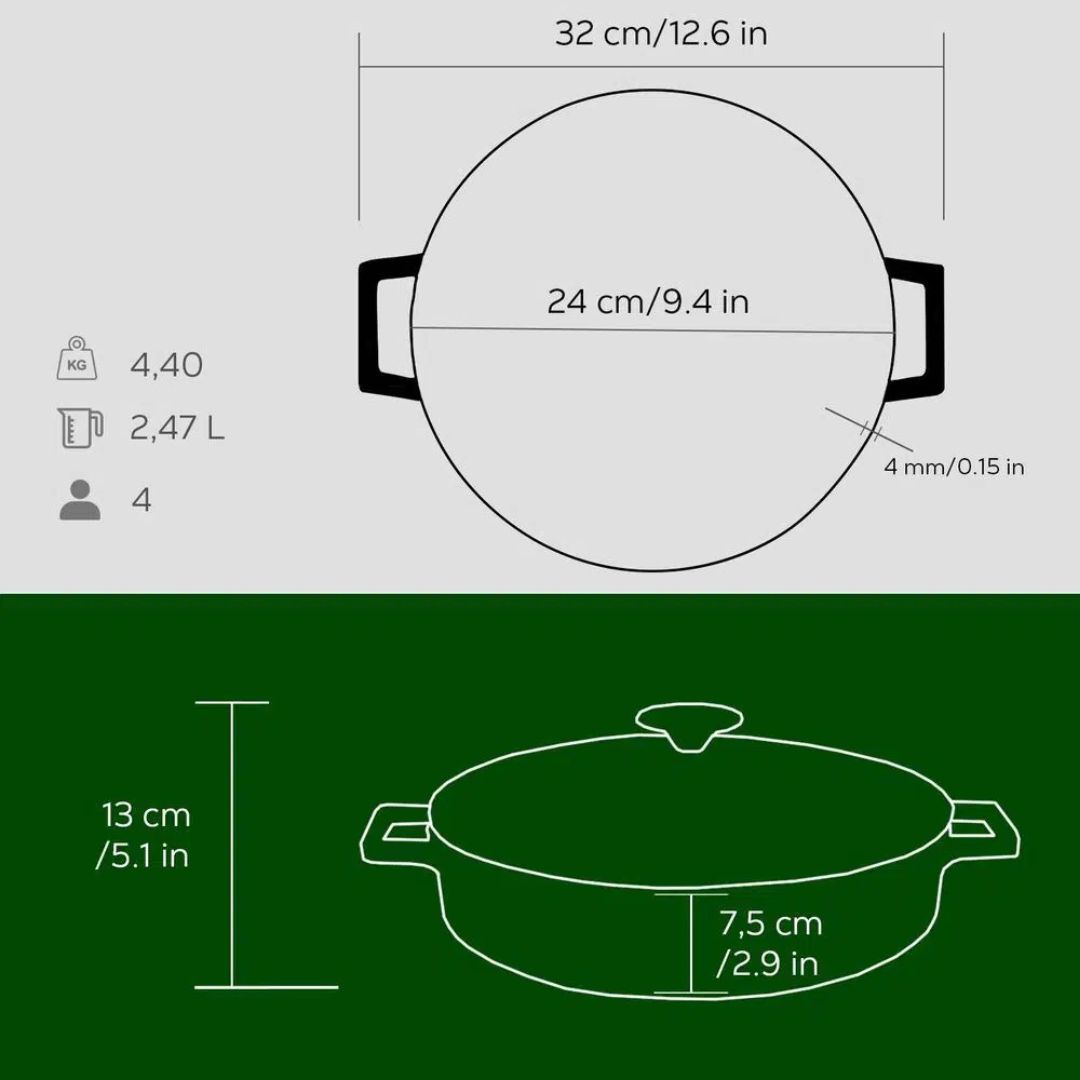 Lava Cast Iron Casserole 28 cm - Multi Purpose Casserole 28 CM with Glass Lid 4