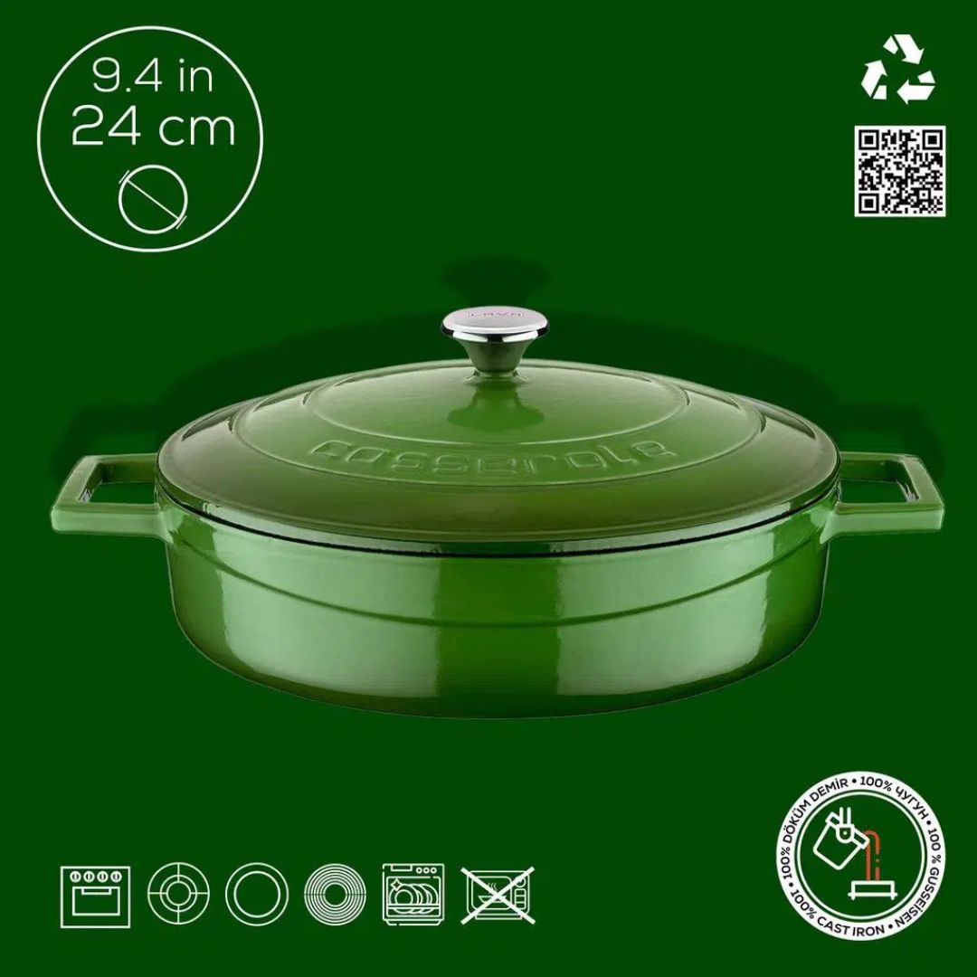 Lava Cast Iron Casserole 28 cm - Multi Purpose Casserole 28 CM with Glass Lid 3