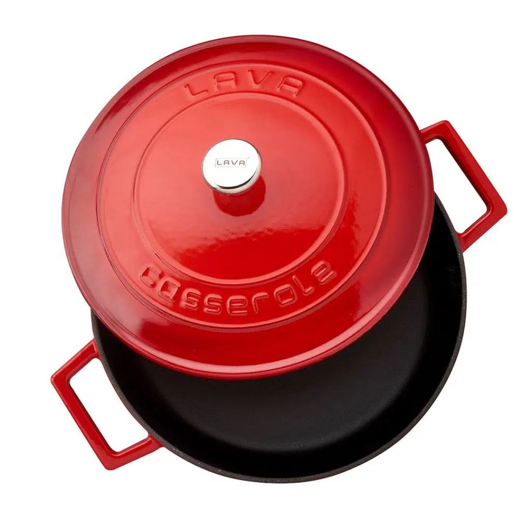 Lava Cast Iron Casserole 28 cm - Multi Purpose Casserole 28 CM with Glass Lid 6