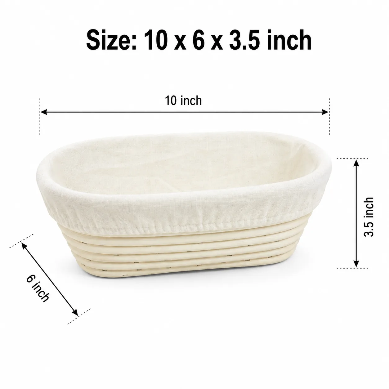 Banetton Proofing basket Batard 10 x 6 x 3.5 inch BPBB-10635 2